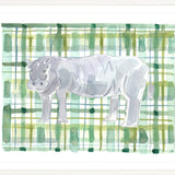 The "Plaid Hippo" Watercolor Animal Fine Art Print