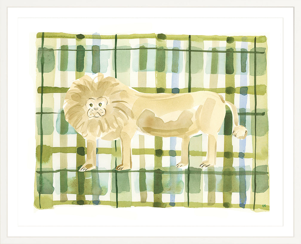 The "Plaid Lion" Watercolor Animal Fine Art Print
