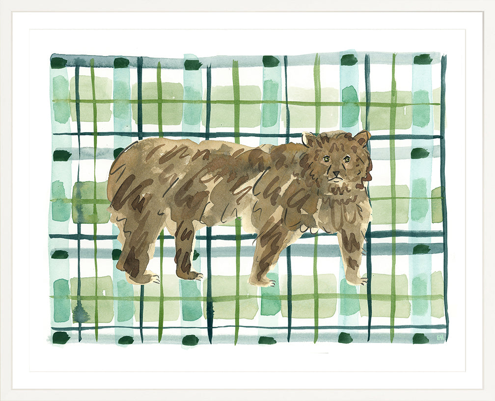 The "Plaid Bear" Watercolor Animal Fine Art Print