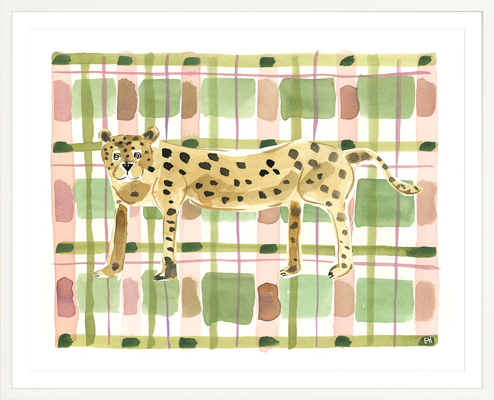 The "Plaid Leopard" Watercolor Animal Fine Art Print
