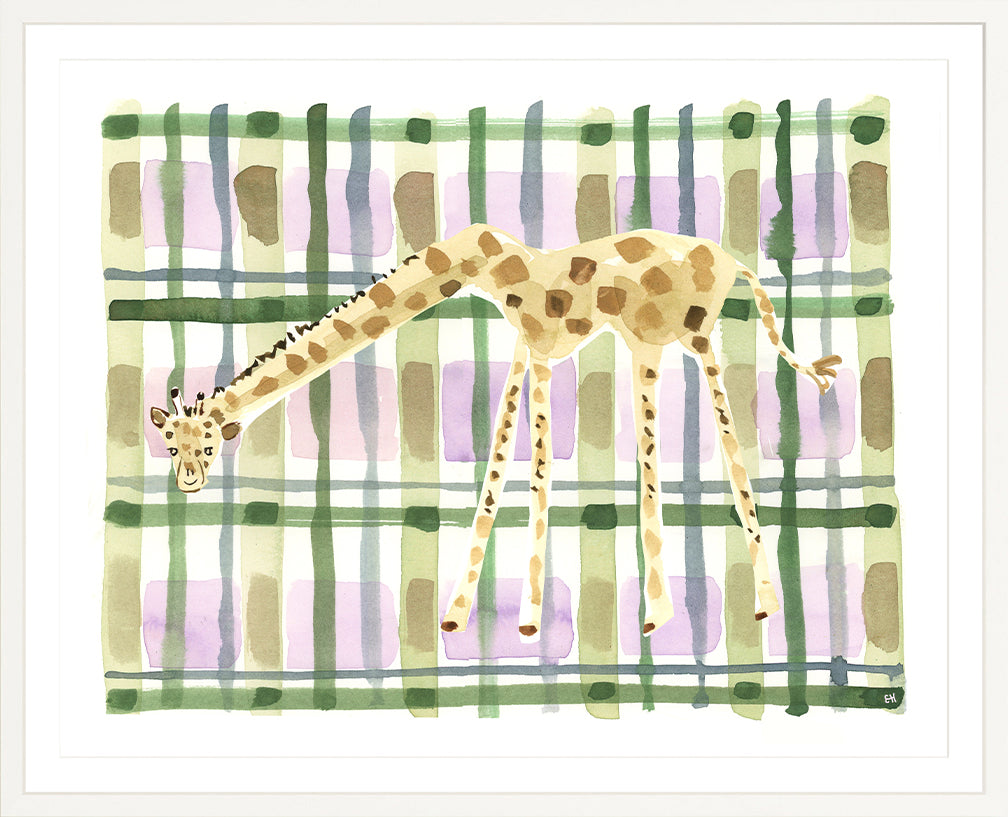 The "Plaid Giraffe" Watercolor Animal Fine Art Print