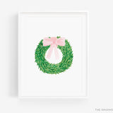 Wreath with Pink Bow Art Print