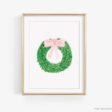 Wreath with Pink Bow Art Print