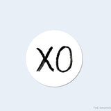 XO Black Round Stickers