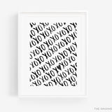 XOXO Black and White Pattern Art Print