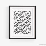 XOXO Black and White Pattern Art Print