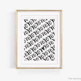 XOXO Black and White Pattern Art Print