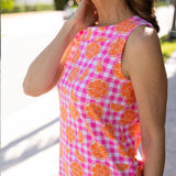 Yacht Club Shift - Citrus Check Pink/Orange
