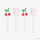 Cherry and Pink Bow Acrylic Drink Stir Sticks