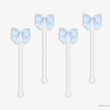 Striped Blue Bow Acrylic Drink Stir Sticks