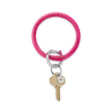 Leather Big O® Key Ring - Pink Topaz Croc-Embossed