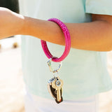 Leather Big O® Key Ring - Pink Topaz Croc-Embossed