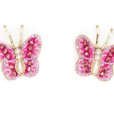 Pink Pearl Butterfly Studs