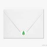 Pink Gingham Christmas Tree Round Stickers