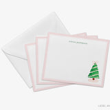 Personalized Pink Gingham Christmas Tree Flat Notes