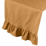 camel yellow solid ruffle cloth table runners