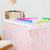 Full Length Fitted Card Tablecloth: Sprig in Pink