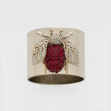 Sparkle bee napkin rings, ruby, set of two