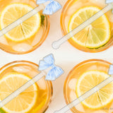 Striped Blue Bow Acrylic Drink Stir Sticks