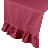 claret red solid ruffle cloth table runners