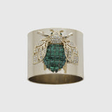 Sparkle bee napkin rings, emerald, set of two