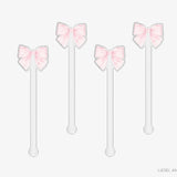 Striped Pink Bow Acrylic Drink Stir Sticks