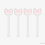 Striped Pink Bow Acrylic Drink Stir Sticks