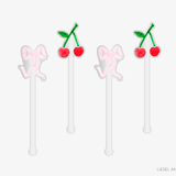 Cherry and Pink Bow Acrylic Drink Stir Sticks