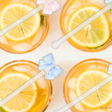 Striped Pink and Blue Bow Acrylic Drink Stir Sticks