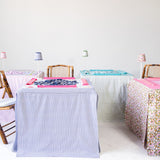 Full Length Fitted Card Tablecloth: Ticking Stripe in Navy