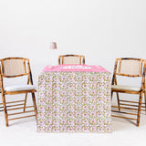 Full Length Fitted Card Tablecloth: Petal Whorl in Pink