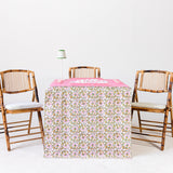 Full Length Fitted Card Tablecloth: Petal Whorl in Pink