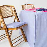 Full Length Fitted Card Tablecloth: Ticking Stripe in Navy