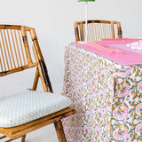 Full Length Fitted Card Tablecloth: Petal Whorl in Pink