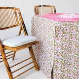 Full Length Fitted Card Tablecloth: Petal Whorl in Pink