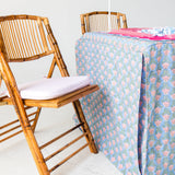 Full Length Fitted Card Tablecloth: Trailing Tulips in Blue
