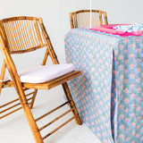 Full Length Fitted Card Tablecloth: Trailing Tulips in Blue