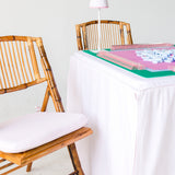 Full Length Fitted Card Tablecloth: Ticking Stripe in Light Pink