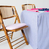 Full Length Fitted Card Tablecloth: Ticking Stripe in Navy