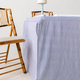Full Length Fitted Card Tablecloth: Ticking Stripe in Navy