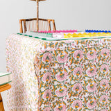 Full Length Fitted Card Tablecloth: Petal Whorl in Pink