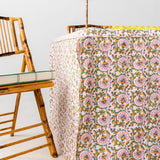 Full Length Fitted Card Tablecloth: Petal Whorl in Pink
