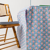 Full Length Fitted Card Tablecloth: Trailing Tulips in Blue