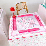 Full Length Fitted Card Tablecloth: Sprig in Pink