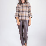 Haley Top - Plaid Brown