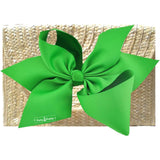 The Vineyard Straw Clutch with Green Bow - Interchangeable