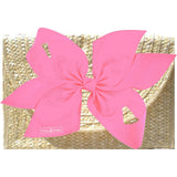 The Vineyard Straw Clutch with Pink Bow - Interchangeable