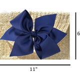 The Vineyard Straw Clutch with Navy Bow, Interchangeable Bow