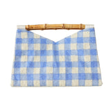 Bamboo Handle Clutch in Periwinkle Gingham