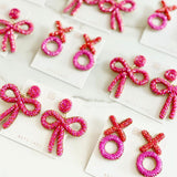 XO Earrings in Pink/Red Colorblock